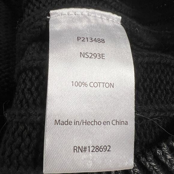 Madden NYC Washed Black Cropped Cable Knit V-Neck Long Sleeved Sweater Size M - Picture 7 of 9